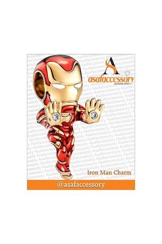 İron Man Charm Gümüş Kaplama Kırmızı
