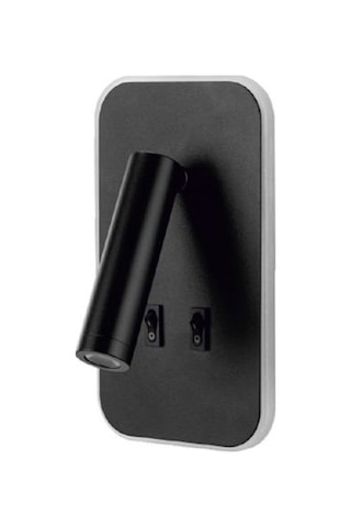 Tuvalu Çift Kademeli Siyah Yatak Başı Led Aplik Okuma Lambası Siyah