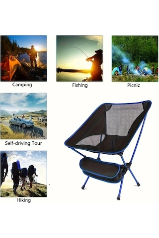 Dashanshop Ergonomik Alüminyum Katlanabilir Kamp Sandalyesi Koyu Mavi Hafif Tasinabilir 99 79kg Kapasite Koyu Mavi