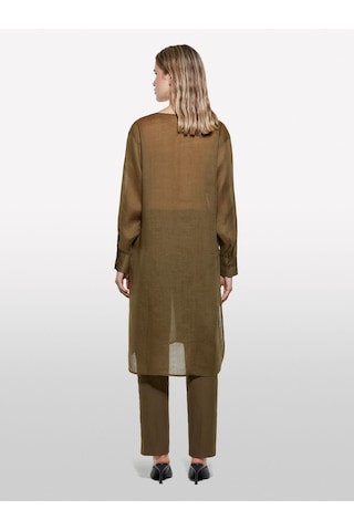 Sisley %100 Rami Manşetli V Yaka Uzun Gömlek Kadın Yeşil Gömlek - 325p5xjzlq096 Haki Yeşili