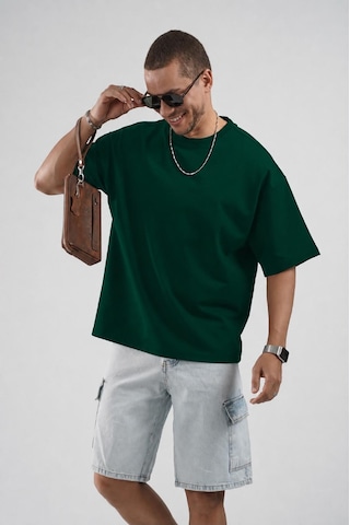 King Brich Oversize Kalıp Basic %100 Pamuklu Erkek Tişört Yeşil