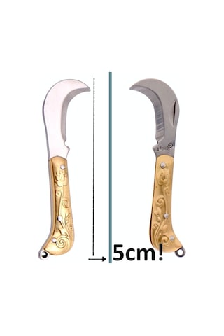 Omeniv 5Cm Mini Kamp Çakı Oryantal Sap Anahtarlık Kolye Altın