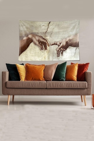 Ontheclouds Beyaz Ademin Yaratılışı Leke Tutmaz Kadife Kumaş Duvar Örtüsü Duvar Halısı Tapestry, 70 X 100