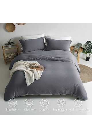 Pamuklu Tek Kişilik Nevresim Takımı Çarşaflı Runforce Düz Renk