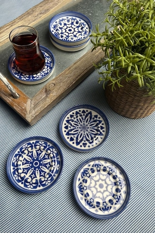Tabak Evi Stoneware Mozaik Blue Sefa 6 Lı Çay Tabağı 10cm Çok Renkli