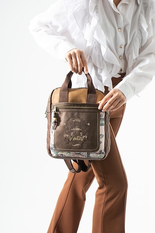 Ventıs Qualıty Ventis Amazing Vintage Kadın Sırt El Çantası Çok Bölmeli Desenli Tasarım Kapitone Kahverengi Model: 571-21e