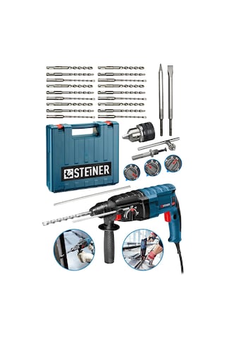 Steiner 4000 W Profesyonel Kırıcı Delici Darbeli Matkap + Uç 20 Adet + Mandren