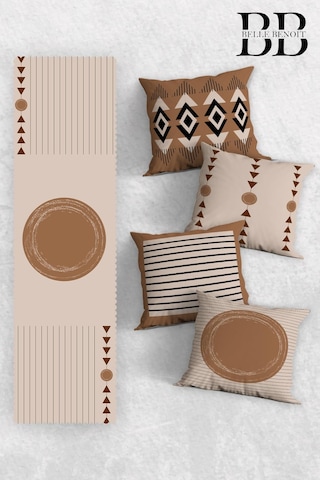 Belle Benoit Baskılı Runner & Koltuk Kırlent Kılıfı Set Desen34