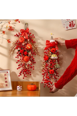 Mufunye Yılbaşı Sünger Dekorasyonu Yılan Yılı: Pvc+kağıt Ev Kapı Süsü, Şanslı Desenli Ağaç Süsü, Festivite Düzeni Aksesuarı