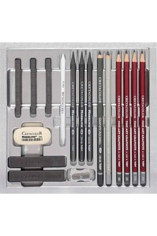 Cretacolor Silver Box Drawing Set Premium Eskiz Çizim Seti 17'li Diğer