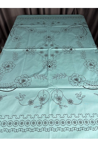 Şık Turkuaz Kare Masa Örtüsü Günlük Ve Misafirlik 150 X 150 Cm Turkuaz