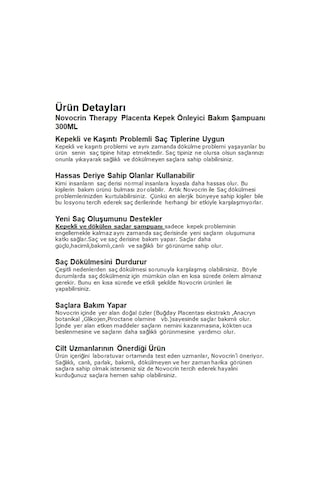 Novocrin Placenta Kepekli ve Dökülen Saçlar Bakım Şampuanı 300 ML