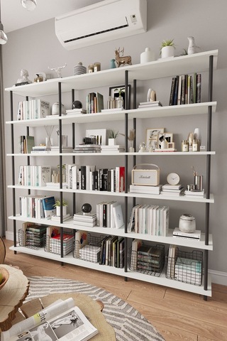 Çevir Kur 200 Cm Beyaz Kitaplık Beyaz