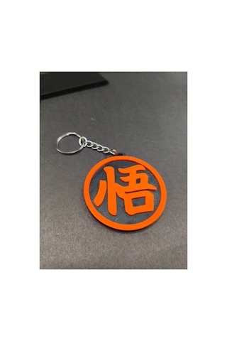 Anime Temalı Kanji Sembol Anahtarlık 3d Baskı Yuvarlak Tasarım Turuncu