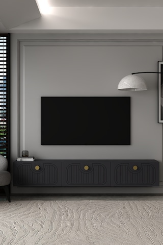 180dhdtda3aa Hera Lazer Desenli Duvara Monte Tv Sehpası,ünitesi Antrasit-altın
