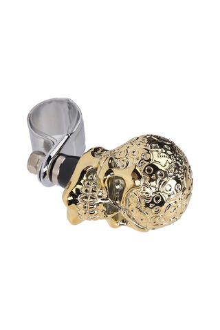 Lemestar Kafa Kelle Desenli Direksiyon Döndürme Kolu - Araba, Kamyon, Traktör, Bot Uyumlu - Dayanıklı Reçine Malzeme - Direksiyon Gücü Artırıcı - Gümüş Renk Gümüş