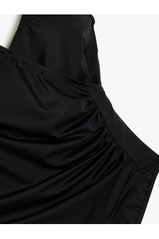 Koton Kruvaze Drape Detaylı Toparlayıcı Mayo Siyah 5sak20010mm Siyah
