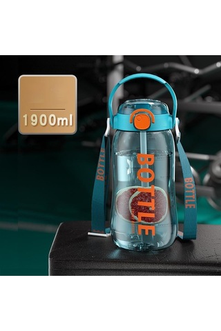 Tuomeng Büyük Kapasiteli Açık Su Bardağı Taşınabilir Yaz Anti-sonbahar Yüksek Sıcaklık Dayanımı Iyi Görünümlü Plastik Bardak 1.9l Mavi