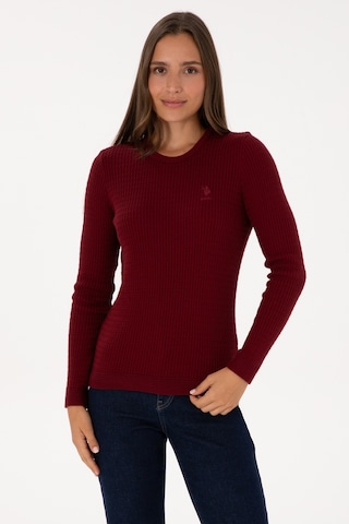 U.S. Polo Assn. Kadın Bordo Bisiklet Yaka Basic Kazak 50307763-VR014