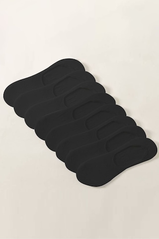 Kral Socks Kadın - Erkek Düz Desen 8'li Paket - 8 Çift Pamuklu Terletmez Babet Çorap Siyah