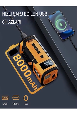 A-5577 8000mah Akü Takviyeli Şişirme Kompresörü - Led Ekranlı Sco