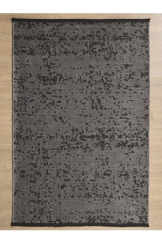 Bohem Tarz Geometrik Desenli Pamuk Taban Antrasit Renk Şönil Kilim