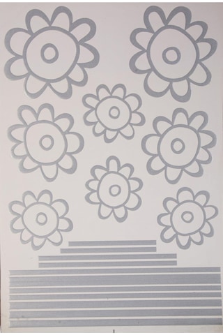 Defter Sticker,laptop Sticker Gri Papatyalı Pvc 48x33x0,5cm