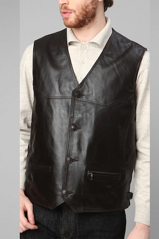 Dericlub 2245 Hakiki Deri Erkek Yelek Siyah