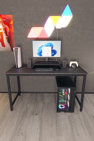 Siyah 140x60 Oyuncu Masası, Bilgisayar Masası, Gamer Masası, Gaming Masa, Metal Ayaklı Siyah