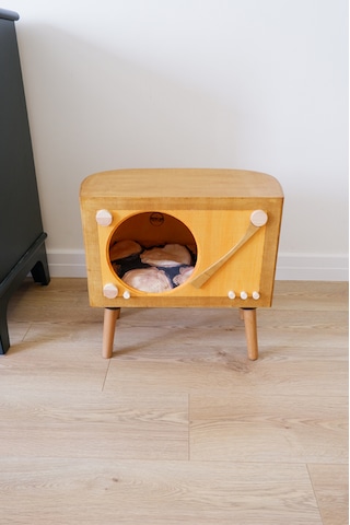 Huncar Kedi Evi Dekoratif Retro Plak Çalar Kedi Evi