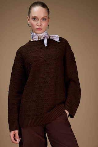 Defacto Regular Fit Bisiklet Yaka Ajurlu Triko Tunik G0710ax25wnbn330 Kahve-bn330