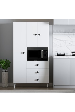 Çok Amaçlı Mutfak Mikrodalga Fırın Dolabı Beyaz