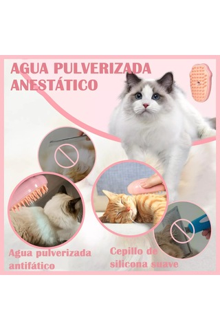 Hombey Kedi Köpek Saç Dökülmesini Azaltan Elektrikli Buhar Spreyli Fırça - Saç Çabuklanmasını Önleyen, Saçları Parlatıcı Kedi Ayak Desenli Pembe