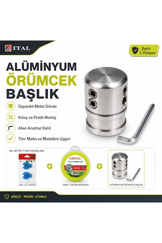 Tırpan Örümcek Başlık Orac 3.30 Mm 46 Mt Altı Köşe Misina Ve Ital Misina Kesici 2 Li Set