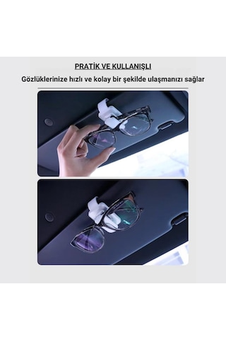 Polham Premium Mandallı Klipsli Araç İçi Gözlük Tutucu, Güneşlik Uyumlu Çerçeve Korumalı Süngerli Tutucu