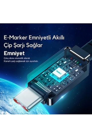 Baseus 11P10355800111 1 MT 100 W Hızlı Type-c To Type Şarj Kablosu