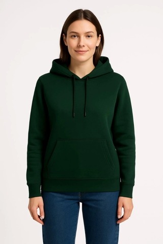 Üç İplik Kapüşonlu Kanguru Çepli Sweatshirt Hoodie - Haki Haki