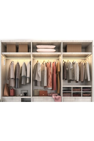 Maiyame Usb Şarjlı Pır Sensörlü 60 Led Şerit Lamba, 3 Işık Modu, Ip65 Suya Dayanıklı, Dolap Ve Gardırop İçin Taşınabilir Aydınlatma Sıcak Beyaz