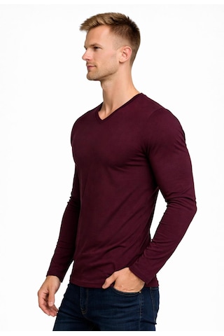 Axxel Erkek Koyu Mürdüm Pamuklu Likralı Süprem Uzun Kollu T-shirt-d236 Koyu Mürdüm