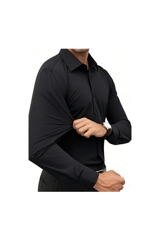 Erkek Slim Fitt Uzun Kol Likralı Gömlek 2392 Bgl-st04380 Siyah