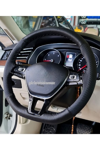 Fiat Egea Uyumlu Dikmeli Direksiyon Kılıfı Noktalı-Karbon Siyah