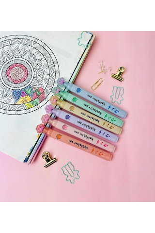 6'lı Pati Başlıklı Keçeli Kalem Renkli Çok Renkli