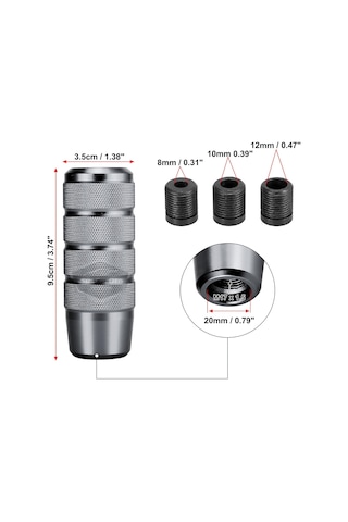 Üniversal 9.5 Cm Jdm Metal Spor Görünümlü Vites Topuzu Aparatlı Alüminyum Alaşım Otomatik-manuel Yarış Vites Kolu Titanyum Gri 00 Şüscaroto Aksesuar Titanyum Gri