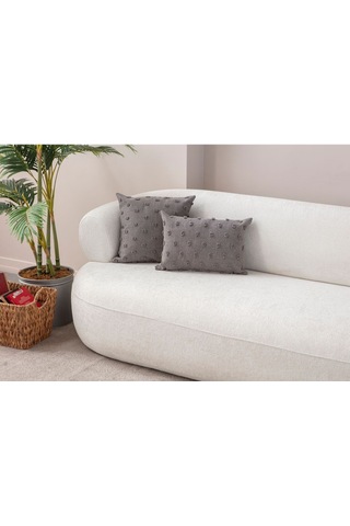 Swita Home Dekoratif Puantiye Keten Kumaşlı Kırlent Kılıfı 2'li 43x43 - 30x50 Gri