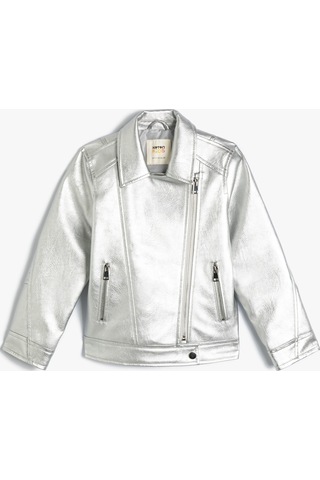 Koton Metalik Parlak Suni Deri Biker Ceket Gri 4skg20016aw Gri