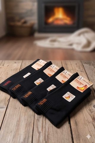 Thermal Pamuk Havlu Çorap 36-40 Numara Tamamı Siyah 6'lı Paket Set 3