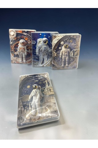 3d Görünümlü Astronot A7 Not Defteri , Çıt Çıtlı Cep Defteri - Sarı