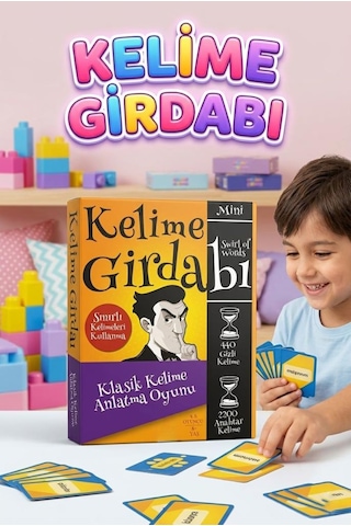 Mini Kelime Girdabı 440 Gizli Kelimeli 2200 Anahtar Kelimeli 4-8 Kişilik Eğlenceli Aile Kutu Oyunu
