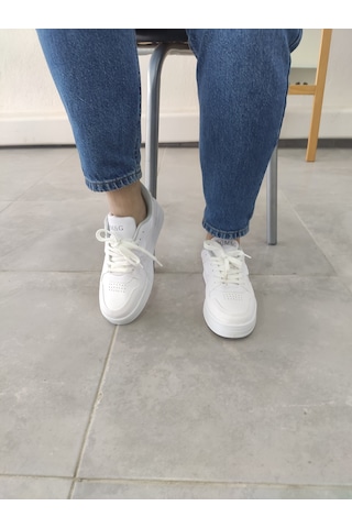 Unisex Ayakkabı Beyaz Beyaz Taban Spor Ayakkabı Sneaker Mg03 Beyaz