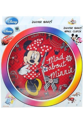 Ykc Minnie Mickey Mouse Çocuk Odası Duvar Saati-Lisanslı Çok Renkli